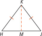 Triangle HJK has sides HK and JK equal, with KM creating two triangles.