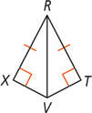 Triangles RXV and RTV share side RV with angles X and T right angles and sides RX and RT equal.
