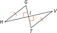 Triangles IGH and ITV share vertex I with GIT a straight line, angles GIH and TIV right angles, and sides GH and TV equal.
