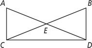 Triangles ACD and BDC share side CD with sides AD and BC intersecting at E.