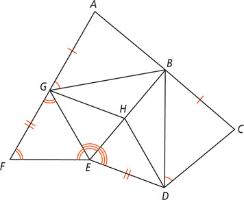 A polygon is divided into triangles.