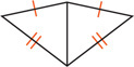 Two triangles share a vertical side, with the top two sides equal and bottom two sides equal.