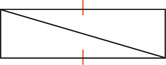 Two triangles share a side, forming a rectangle, with top and bottom sides equal.