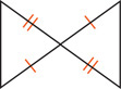 Two triangles share a vertex, bisecting two diagonals.