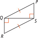 Triangles PSQ and RQS share side QS, with right angles at PSQ and RQS and sides PQ and RS equal.