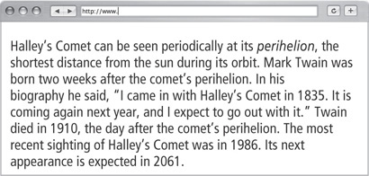 An online news article discusses Halley’s Comet.