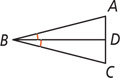 Triangle ABC has a segment bisecting B and extending to point D on side AC.