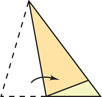 An acute triangle has one vertex folded to the opposite side, with fold bisecting an adjacent angle and its opposite side.