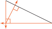 A right triangle has altitude from the right angle intersecting the opposite side at a right angle, and altitudes from each acute angle intersecting at the right angle.