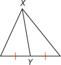 A triangle has a segment from vertex X meeting midpoint Y of the opposite side.