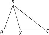 Triangle ABC has a segment from vertex B to X on side AC.