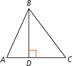 Triangle ABD has a segment from B meeting side AC at a right angle at D.