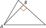 A triangle has a segment extending from angle A meeting point B at the opposite side at a right angle.