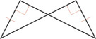 Two right triangles share a vertex, with a set of legs and the hypotenuses forming straight lines, and the other set of legs congruent.