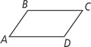Parallelogram ABCD has side AB on the left, BC on top, CD, on the right, and AD on bottom.