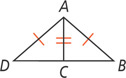 Triangles ADC and ABC share side AC, with sides AD and AB congruent.