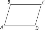 Quadrilateral ABCD has opposite sides AB and CD, and BC and AD.