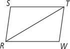 Quadrilateral RSTW has diagonal RT.