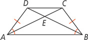 Quadrilateral ABCD, with sides AD and BC congruent and angles A and B congruent, has diagonals AC and BD intersecting at E.