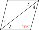 A rhombus with a diagonal has five angles.
