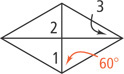 A rhombus has two diagonals forming four triangles.
