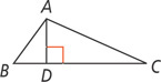Triangle ABC has a segment from A meeting side BC at a right angle at D.