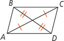 Quadrilateral ABCD has two diagonals bisecting each other.