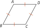 Rhombus ABCD has all sides congruent.