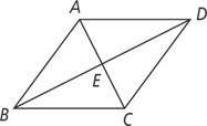 Parallelogram ABCD has diagonals AC and BD intersecting at E.