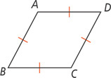 Rhombus ABCD has all sides congruent.