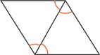 A parallelogram has a diagonal forming four congruent angles.