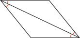 A parallelogram has a diagonal forming four congruent angles.