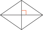 A parallelogram has diagonals intersecting at a right angle.