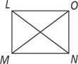 Rectangle LMNO has diagonals LN and MO.