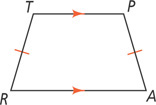 Trapezoid TRAP has sides TR and AP congruent and sides TP and RA parallel.