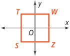 A graph of square STWZ is centered at the origin with side SZ below the x-axis and side TW above the x-axis.