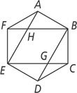 Hexagon ABCDEF has diagonals AE and BF intersecting at H and diagonals CE and BD intersecting at G.