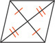 A quadrilateral has two diagonals bisecting each other.