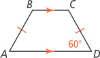 Trapezoid ABCD has sides AB and CD congruent, sides BC and AD parallel, and angle D measuring 60 degrees.