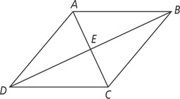 Rhombus ABCD has diagonals AC and BD intersecting at E.