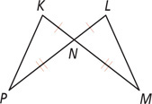 Triangles PKN and MLN share vertex N, with sides KN and LN congruent and sides PN and MN congruent.