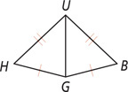 Triangles HUG and BUG share side UG, with sides HG and BG congruent and sides HU and BU congruent.
