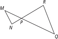 Triangles MNP and QRP share vertex P, with MQ and RN straight segments.