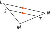 Triangle LMN has segment ST, parallel to side LN, forming triangle SMT.