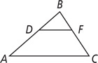 Triangle ABC has segment DF from D on side AB to F on side BC.
