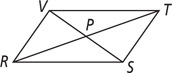 Parallelogram RSTV has diagonals RT and SV intersecting at P.