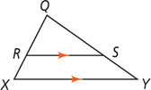 Triangle QXY has segment RS between sides QX and QY parallel to XY.