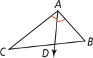 Triangle ABC has an angle bisector from A intersecting side BC at D.
