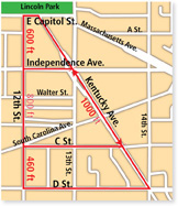 Twelfth Street and Kentucky Ave connect four parallel streets.