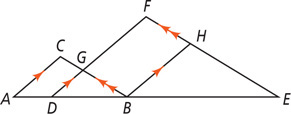 Two triangles overlap.